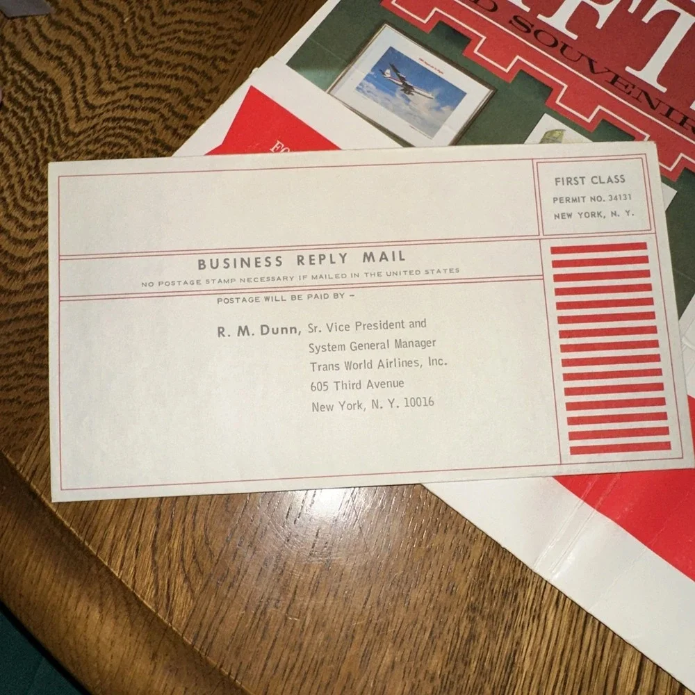 TWA Airlines In Flight Package 1965 Rare Vintage Collectible
